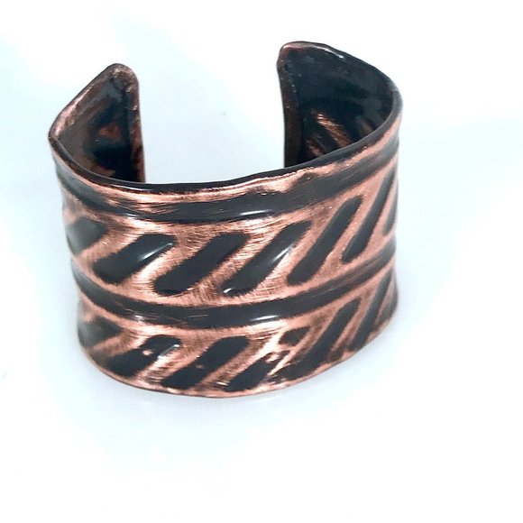 Industrial Pure Copper Cuff Bracelet Wide Bracelet Boho Minimalist Contemporary - Picture 4 of 14